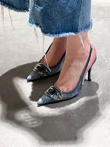 Step into Style: Laced up Denim Heels for a Bold Statement